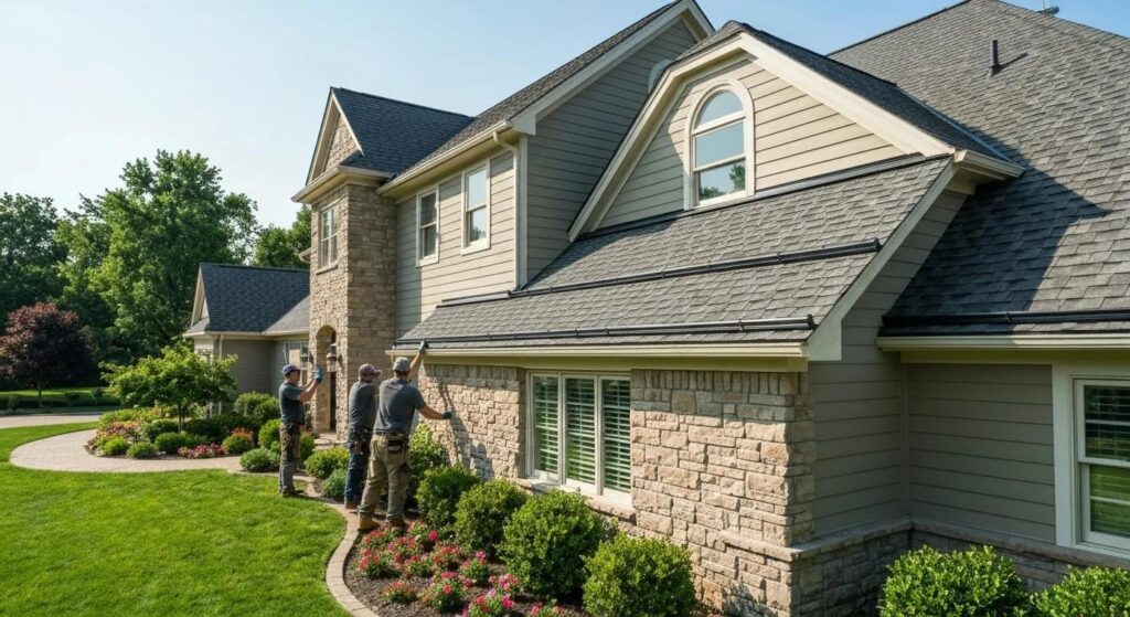 Professional installation of gutter protection systems on a residential home