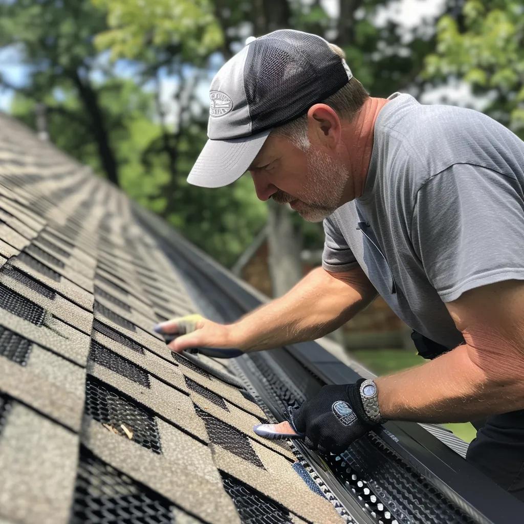 Technician demonstrating the gutter guard installation process, highlighting key steps and professional quality