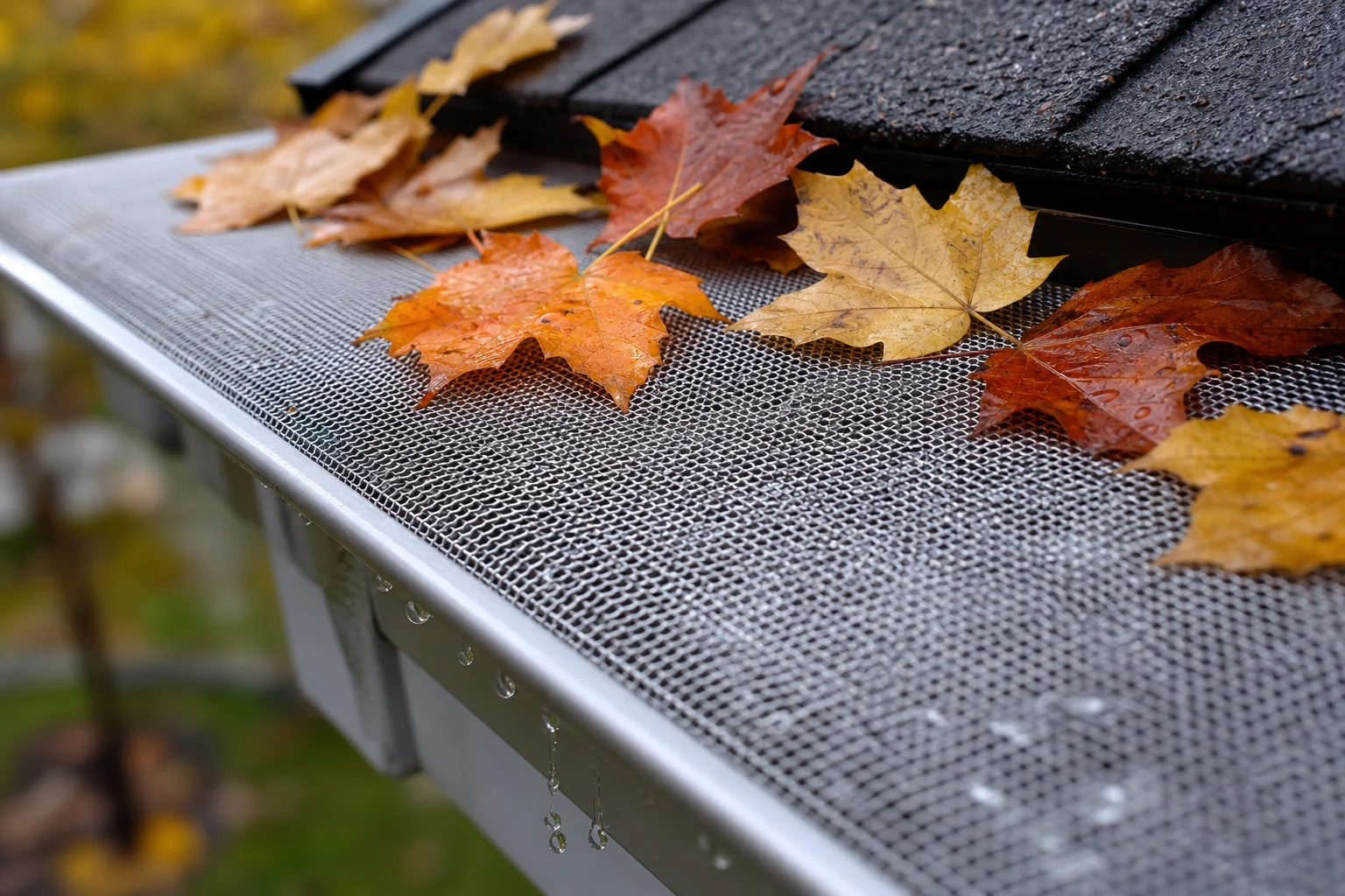 Stainless-steel-micro-mesh-gutter-guard-installation-238-supporting A professional gutter technician installing stainless steel micro-mesh gutter guards on a Midwest home