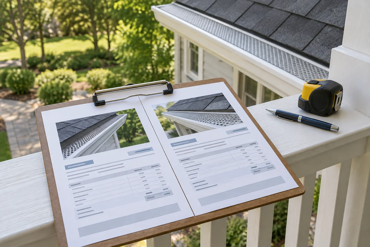 Side-by-side comparison of two gutter guard quotes showing different material and labor line items